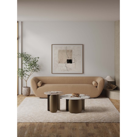 Manhattan Comfort Monica Coffee Table and End Table Set of 2 in Gold 2-CE0169